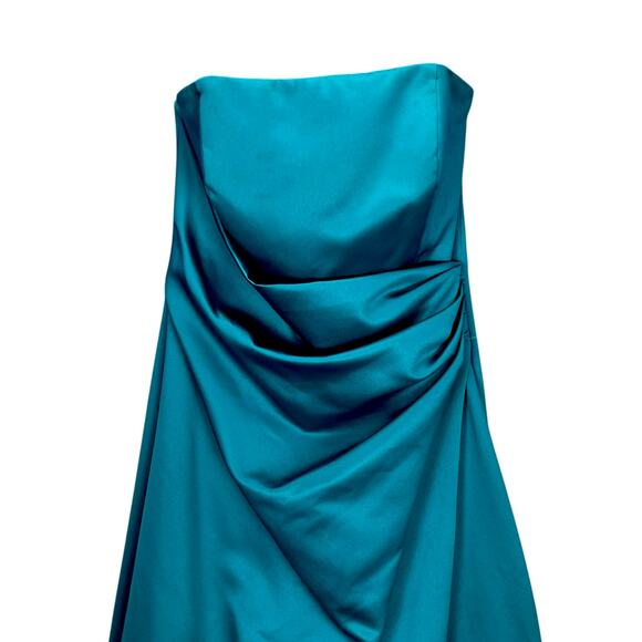 Vintage DAVID'S BRIDAL Women's STRAPLESS PROM DRESS Turquoise Blue Size 6 - Picture 3 of 5